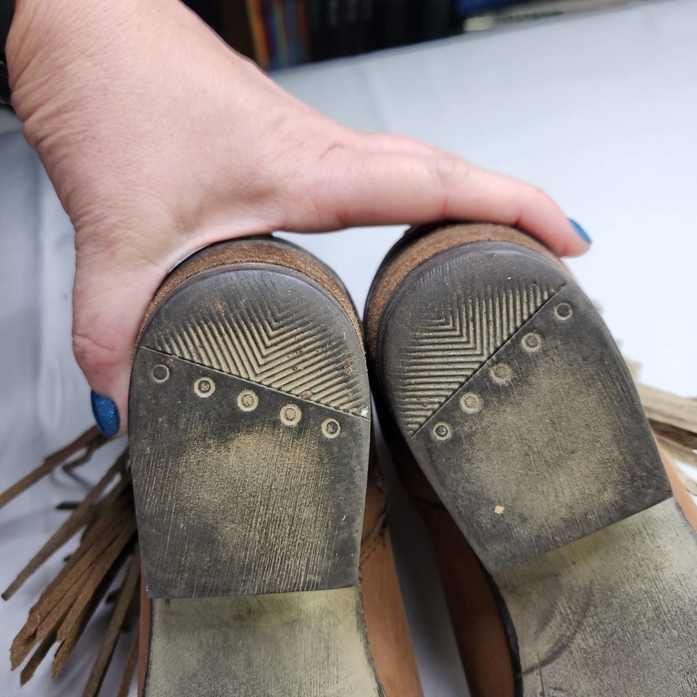 Circle G by Corral Womens Fringe Ankle Boots Tan Distressed Leather Q0007 7.5M - Picture 9 of 13